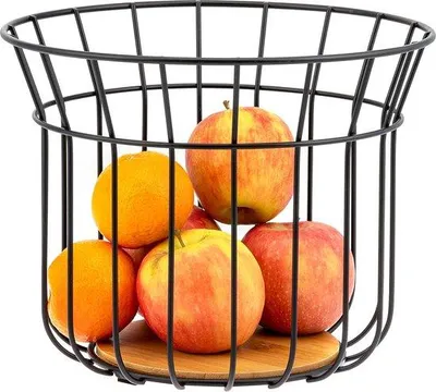 Image de Bol à fruits en bambou, rond, Ø env. 24,5 cm, noir mat