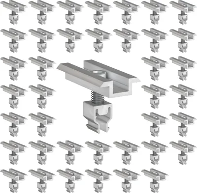 Produktbild von 40x Mittelklemme Klickfix silber 30-40mm Solarmodul Halterung Modulklemme Solar Modul Klemme Befestigung Halterung PV Montage Panel Aluminium Profil