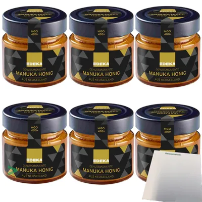 Produktbild von Edeka Genussmomente Manuka Honig 6er Pack (6x125g Glas) + usy Block
