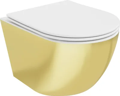 Immagine prodotto di Mexen Lena vaso wc Rimless con sedile slim a chiusura rallentata, duroplast, bianco/oro - 30224006