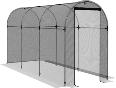 Produktbild von Outsunny Insektenschutznetz 1,2 x 3,6 m Gartennetz mit Tür, Pflanzenschutzzelt, Schädlingsschutznetz mit Stahlrahmen, für Garten, Balkon, HDPE, Schwarz
