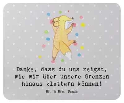 Produktbild von Mr. & Mrs. Panda Mauspad Klettern Trainerin Dankeschön - Grau Pastell - Geschenk, Mouse Pad, pc, mausteppich, Mousepad, Wertschätzung, Outdoor, Dankbarkeit, Danksagung