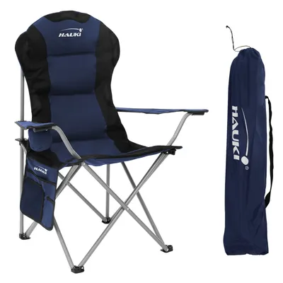 Produktbild von Hauki Campingstuhl faltbar, Blau, Angelstuhl mit Getränkehalter & Tragetasche