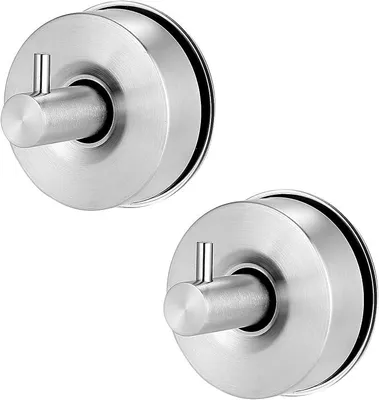 Produktbild von PolkaHome® 2er Set Saugnapfhaken aus 304 Edelstahl – Extra starke Vakuumhaken ohne Bohren für Bad, Küche, Fenster & Glas –