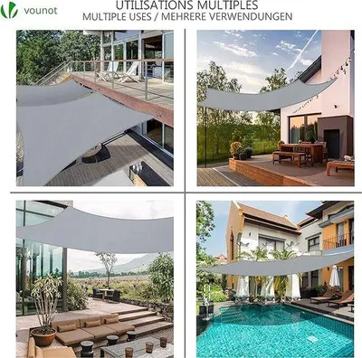 Produktbild von Famanu Sonnensegel 3x5m - Wetterbeständige UV-Schutz und Windschutz
