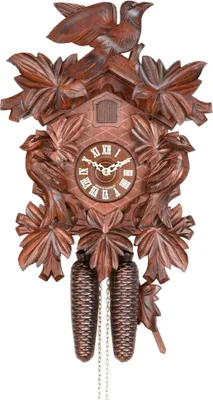 Produktbild von Cuco Clock Kuckucksuhr Schwarzwalduhr "Im Blätterwald" 38 x 29 x 16cm Wanduhr aus Holz, 8 - Tage Werk, manuelle Nachtabschaltung