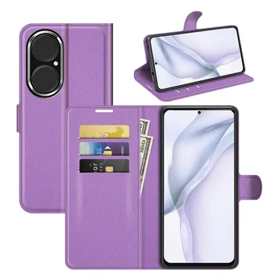 Immagine prodotto di Custodia König Design compatibile con Huawei P50, realizzata in ecopelle, di colore viola