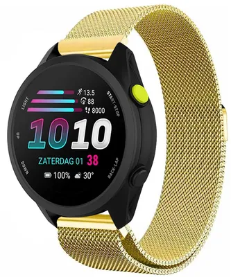 Produktbild von Stravo Milanaise-Armband für Garmin Forerunner 55/70/165/170/245, Vivoactive 3/5/6 & Venu SQ 2 – Metallarmband – Gold