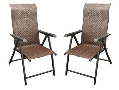 Produktbild von DEGAMO Klappsessel ANTIBES Hochlehner Metall + Polyrattan braun klappbar 2 Stck.