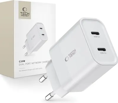 Obrázok produktu pre Tech-Protect C20W 2-Portová Sieťová Nabíjačka Pd20W Biela