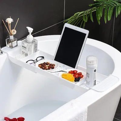 Produktbild von Ausziehbare Badewannenablage, Multifunktionale Badezimmer-Organizer