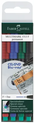 Zdjęcie produktu dla Marker permanentny Faber-Castell MULTIMARK czarny, niebieski, zielony, czerwony 4 szt