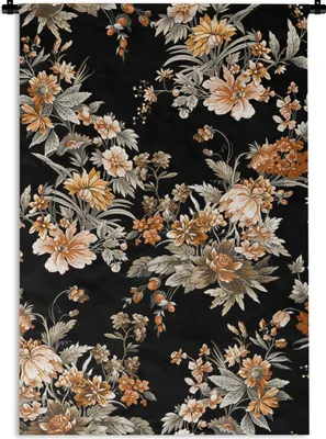 Produktbild von MuchoWow® Wandteppich Wandbehang Blumen - Stillleben - Muster 90x135 cm Tapisserie Dekoration Wandtuch - Baumwolle - Wandskulptur