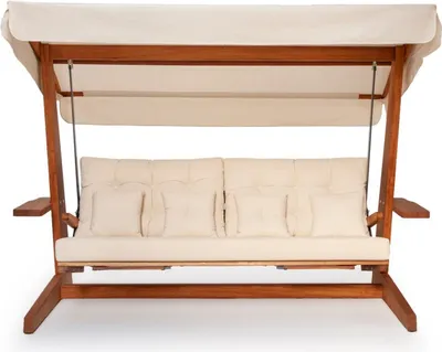 Produktbild von Casa Padrino Luxus Hollywood Schaukel Beige / Braun - Wetterfeste Garten Schaukel mit Sonnendach - Garten Terrassen Hotel Möbel - Luxus Qualität