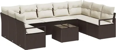 Immagine prodotto di vidaXL Set di divani con cuscini 10 pezzi in polirattan marrone