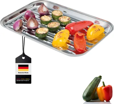 Produktbild von bremermann Grillschale, Grillpfanne Edelstahl, ca. 35 x 24,5 cm Grillplatte