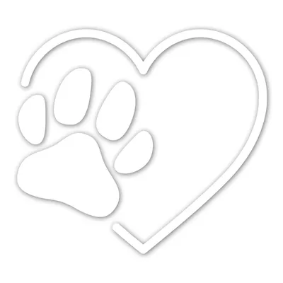 Produktbild von Aufkleber Pfote und Herz I 10 x 9 cm I Weiß Hunde-Pfote Katzen-Pfote mit Herz I kfz763