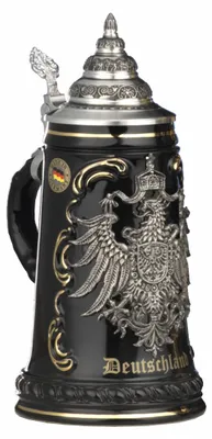 Bierkrug Zinn schwarz 0,5 L Deutschland Motiv
