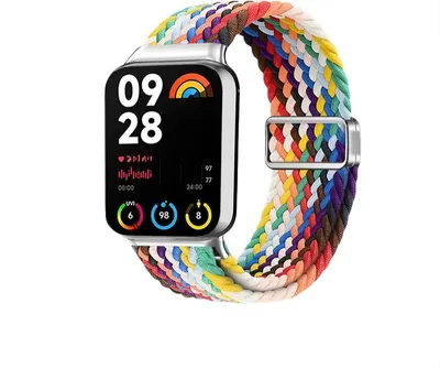 Produktbild von INF Xiaomi Band 9 Pro Regenbogen Nylon Loop Armband - Verbessertes Magnetisches 2.0 Xiaomi 9 Pro