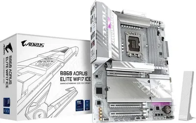 Image de Carte Mère GIGABYTE B860 AORUS ELITE WIFI7 ICE, LGA 1851, DDR5 jusqu'à 9200MHz, WiFi 7, Intel Core Ultra