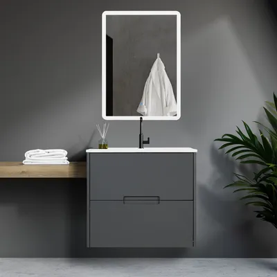 Produktbild von Homestyle4u Badmöbel Set 3-teilig Spiegel Waschtisch mit Waschbecken 60 cm