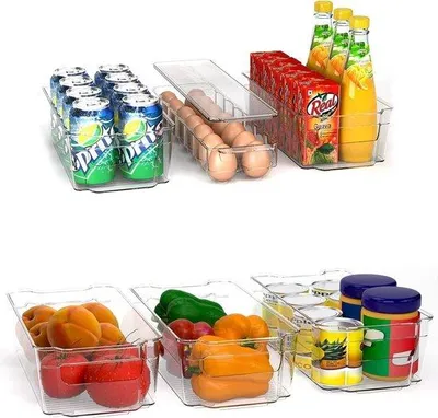 Produktbild von Organisationsboxen für Bijkeuken - Set aus 6 Behältern (1 Eierbehälter und 5 organisierenden Behältern) Transparenz für Kühlschrank, Küche, Bijkeuken, Schränke und Arbeitsflächen