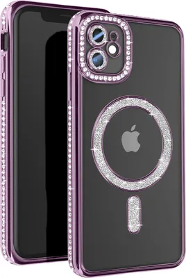 Immagine prodotto di Avizar, custodia diamantata per iPhone 11 - protezione MagSafe con bordo in strass, viola