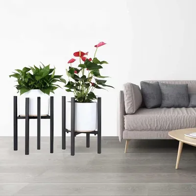 Immagine prodotto di Supporto per piante in metallo nero Larghezza regolabile 25-40 cm - Grande supporto per vasi da fiori per uso interno ed esterno giardino balcone