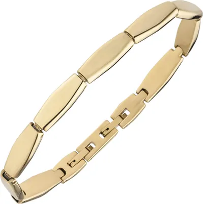 Produktbild von Armband aus Edelstahl gold-farben beschichtet flach teilmattiert 21cm Armschmuck