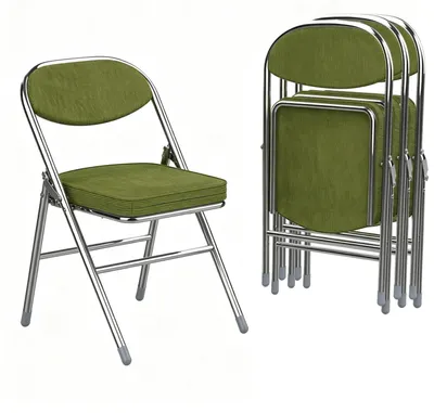 Immagine prodotto di 4 sedie pieghevoli per ospiti, con rivestimento in tessuto, colore verde