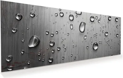 Produktbild von Glasbild 100x40cm in XXL für Wohnzimmer, Schlafzimmer Motiv Wassertropfen auf Metall