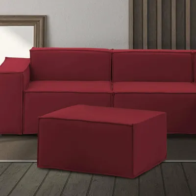 Image de Avolasca - Pouf, 80x70x43h cm Rouge, Déhoussable Fabriqué en Italie