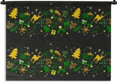 Produktbild von MuchoWow® Wandteppich Wandbehang Weihnachten - Muster - Hirsche 150x112.50 cm Tapisserie Dekoration Wandtuch - Wanddecke - Wandteppiche