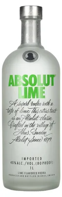 Produktbild von Absolut Vodka Lime, Wodka mit Limettengeschmack, Schnaps, Spirituose, Alkohol, Flasche, 40 %, 1 L, 70403900