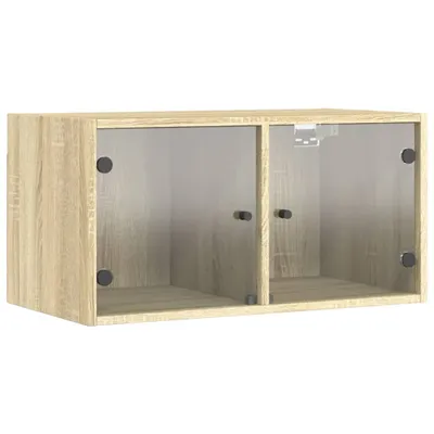 Image de Armoire murale avec portes en verre chêne sonoma 68,5x37x35 cm