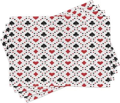 Produktbild von ABAKUHAUS Kasino Platzmatten, Poker Cards Werbung Urlaub Getaways Tourist Destinations Vergnügen Kunstdruck, 30 x 45 cm, Schwarz Rot