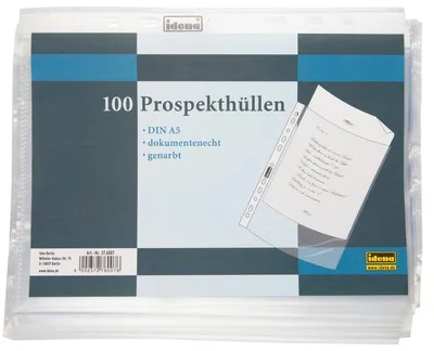 Produktbild von Idena 376007 - Prospekthüllen DIN A5, 100 Stück, genarbt