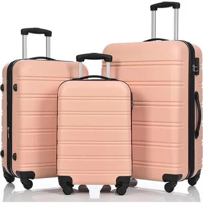 Immagine prodotto di Set di 3 valigie rigide in ABS, con 4 rotelle, rosa
