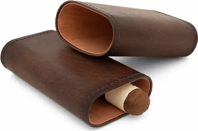 Zdjęcie produktu dla Etui na cygara 3 ciemnobrązowa skóra, wewnątrz drewno cedrowe