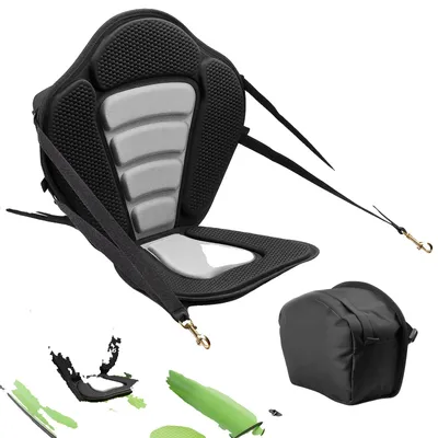 Immagine prodotto di VEVOR 1 x sedile per kayak, spessore 12 mm, sedile imbottito per stand-up paddle, sedile per imbarcazioni con schienale, tasca portaoggetti e cinghie regolabili per SUP, canoa, barca da pesca e kayak gonfiabile