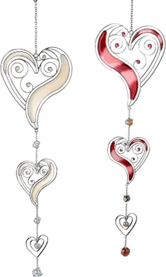 Produktbild von Dekohänger HEARTS mit 3 Herzen in Tiffany Optik L. 70cm weiß silber Formano