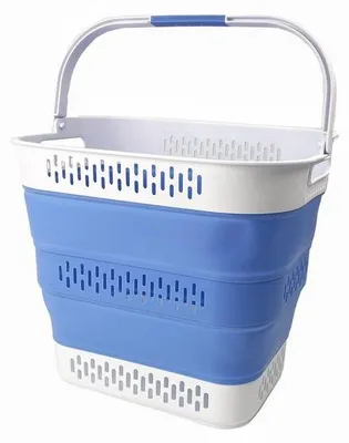 Produktbild von Ibenzoa® Faltbarer Wäschekorb aus TPE & PP – platzsparender Pop-up Wäschebehälter 48 x 37 x 38 cm, zusammenklappbar auf 9 cm, mit komfortablen Tragegriffen