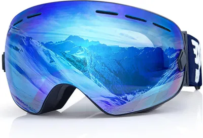 Productafbeelding van Snowboardskibril - 100% UV400-bescherming - anti-condens - over de bril - sferische afneembare lens