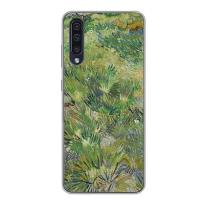Produktbild von MuchoWow® Handyhülle Schutzhülle Hülle für Samsung Galaxy A30s Grasige Wiese mit Blumen und Schmetterlingen - Vincent van Gogh Silikon Softcase Handy Hülle - Karteninhaber