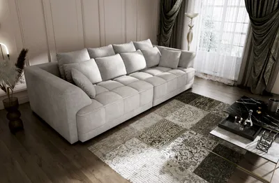 Produktbild von DOMO-HOME Big Sofa TIGA mit Elektrisch Ausziehbaren Sitzflächen 302x136cm| Stilvolle und  | Moderne Design für Ihr Wohnzimmer | Komfortable Schlafcouch | Farbe hellgrau | APHRODITE