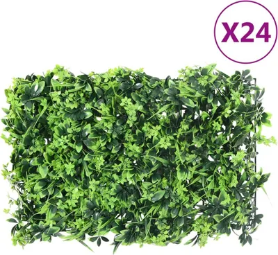 Obrázek produktu pro Umělý listnatý plot 24 ks zelený 40 x 60 cm 24