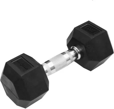 Produktbild von Sporttrend 24® Hexagon Hantel 1-50KG, Einzeln, verchromter Griff | sechseckige Kurzhantel, rutschfeste Kompakthantel, gummierte Hex Hanteln (1x2KG)