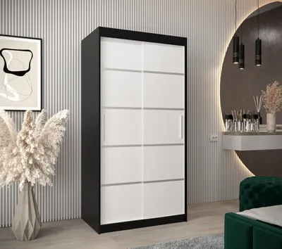 Produktbild von Kleiderschrank ENNI – Breite 100 cm, schwarz / weiß