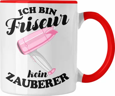 Produktbild von Trendation - Friseur Tasse Geschenk Zuebhör Geschenkideen Friseursaloneröffnung Frisörin Tassen Kaffeetasse Spruch Friseurin (Rot)