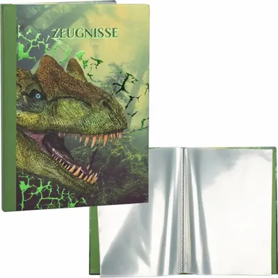 Produktbild von Zeugnismappe / A4 / "Dino" / wattierter Einband / mit 12 Hüllen
